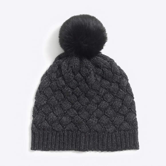 J. Crew Factory Accessories - J Crew Knit Hat Beanie Pom Pom